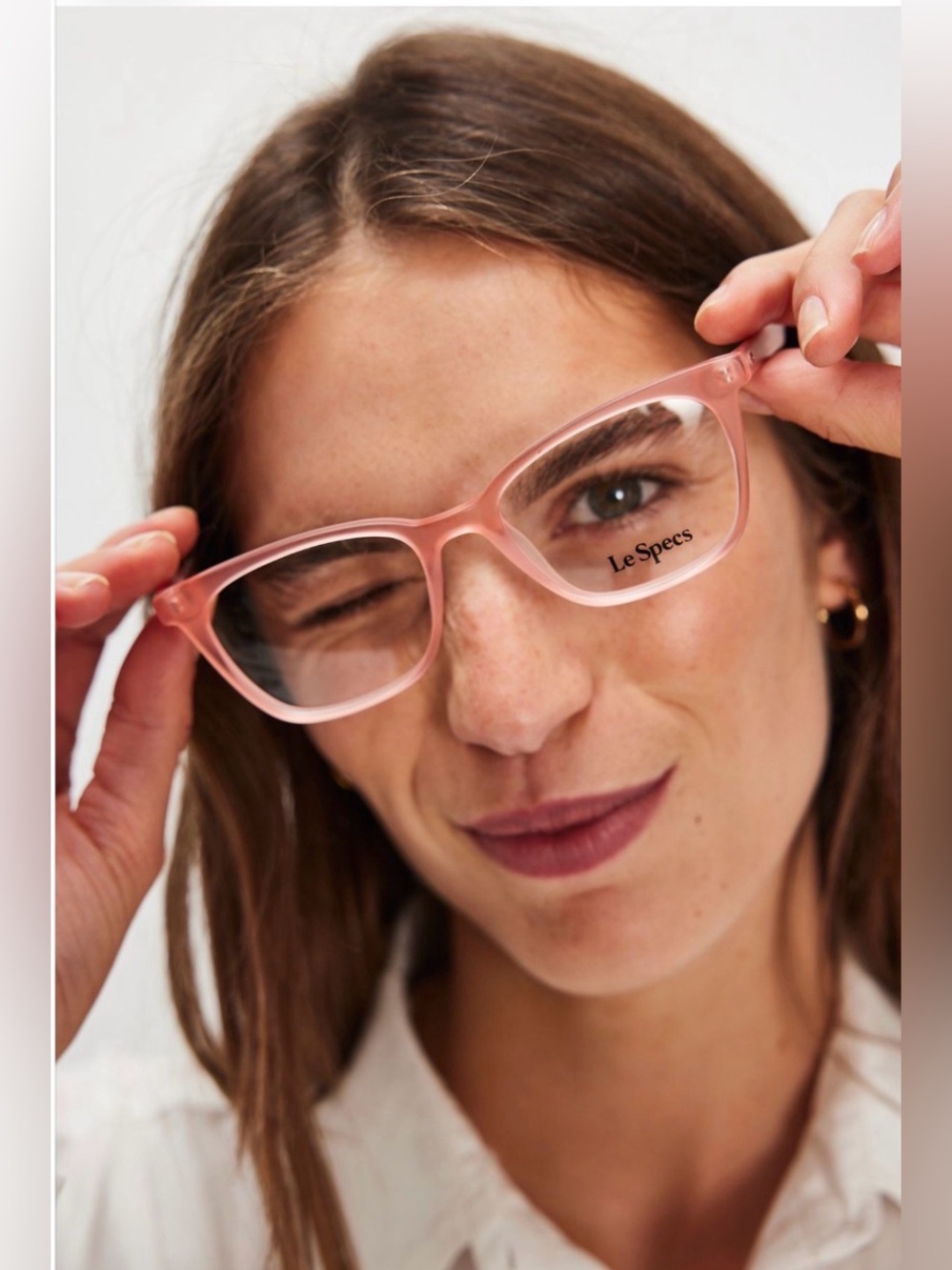 Free People Le Specs Escapism Blue Light Glasses in Peach NWT